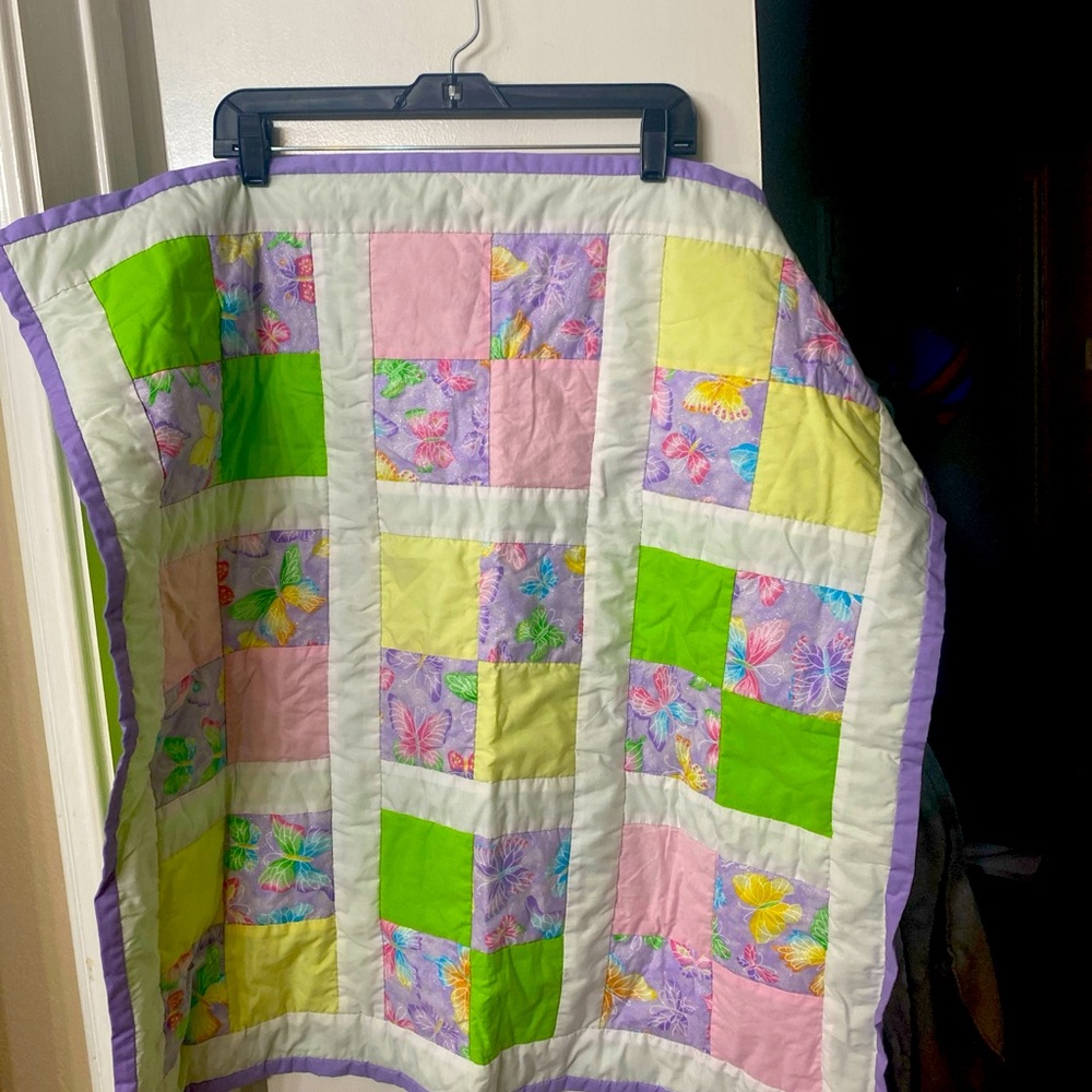 Handmade Fairy Tale Little Baby Girl Blanket Beautiful Pastels Whimsy Green